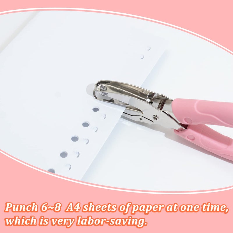 CheeMuii 5 Pieces Metal Handheld Paper Punch Single-Hole Tag Punch Set with Plastic Handle for Heart Circle Star Holes for DIY Craft Tags - Image 5
